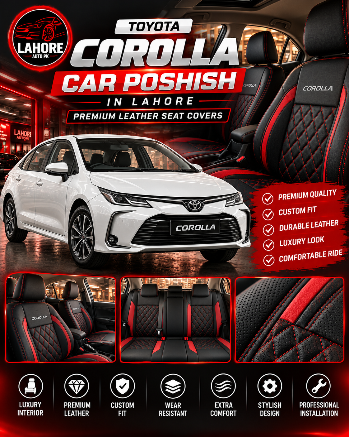 Toyota Corolla Car Poshish in Lahore – Premium Leather Seat Covers